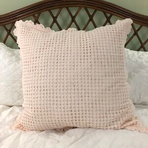 Pine Cone Hill crochet 26"  Euro pillow sham 100% cotton envelope closure pink